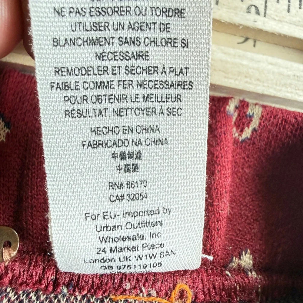 Free People Paisley Bandana Knit Leggings Womens S Burgundy Boho Western Gypsy